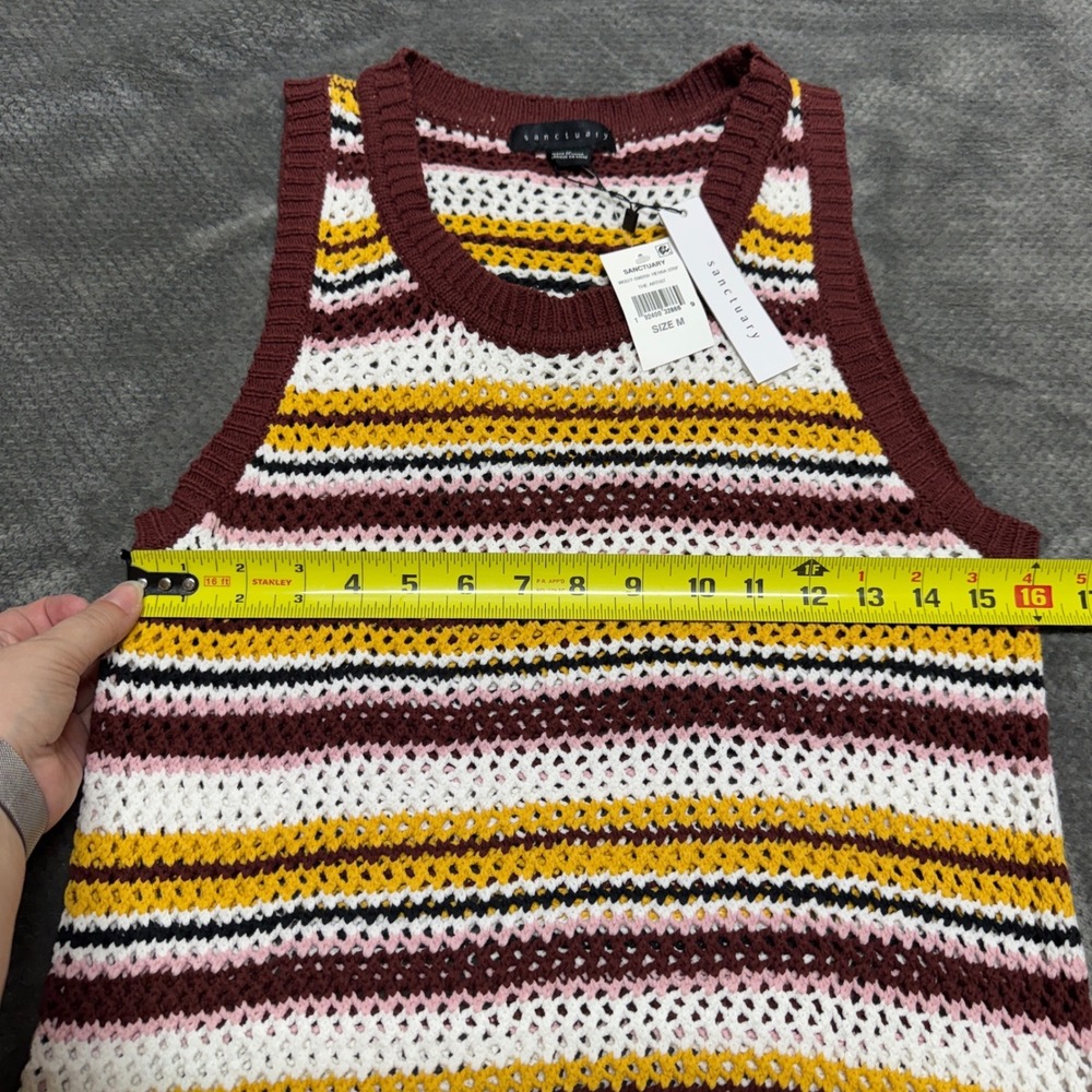 NWT Sanctuary The Artist Knit Tank Top Henna Striped Crochet Sweater Vest - Picture 4 of 7